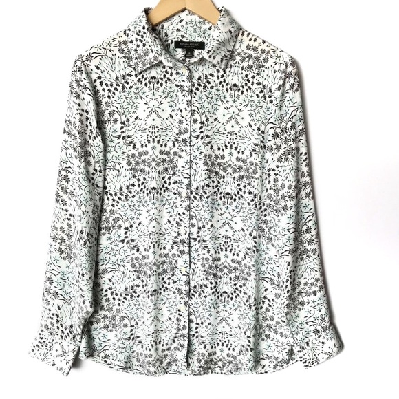 Banana Republic Tops - Banana Republic Dillon Button Front Shirt Long Sleeve Floral Blouse Green SIZE S